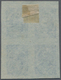 /(*) Thailand: 1918 King Vajiravudh's "DUSIT THANI" Stamp In Blue On Thin Bluish Paper, Imperforated Block Of Four, Unus - Thaïlande