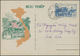 Br Vietnam-Nord - Dienstmarken: 1955, Agricultural Reform 40 D Light-blue With Thinn Paper On Illustrated Post-card, Sen - Viêt-Nam