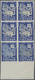 ** Vietnam-Süd - Portomarken: 1952, 1 P., An Imperforated Bottom Margin Block-6 With Bottom Pair Normal And The Silver C - Vietnam