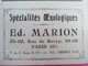 Petit Calendrier De Poche à Deux Volets/Chatons-Palette/Ed Marion/Spécialités &OElig;nologiques/Rue De Bercy/Paris/1924 - Petit Format : 1921-40