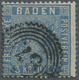 O Baden - Marken Und Briefe: 1860, 3 Kreuzer Lebhaftpreußischblau Mit Resten ROTER GUMMIERUNG, Gestemp - Other & Unclassified