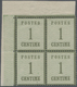 **/* Elsass-Lothringen - Marken Und Briefe: 1870/1871, 1 Ctm. Grün Im 4er-Block Aus Der Li. Oberen Bogene - Autres & Non Classés