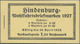 * Deutsches Reich - Markenheftchen: 1927, 1,50 M. Hindenburgspende-Markenheftchen Mit Dicken Deckelsei - Postzegelboekjes