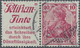 O Deutsches Reich - Zusammendrucke: 1911, Reklame "Pelilkan-Tinte" + 10 Pfg. Germania, Waagerechter Zu - Se-Tenant