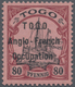 * Deutsche Kolonien - Togo - Britische Besetzung: 1914. 80 Pfg., Individual Setting, 3 Mm, Abart: Enge - Togo