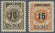 ** Memel: 1923, 10 C. Auf 400 M. Dunkelolivbraun Und 15 C. Auf 25 M. Lebhaftrötlichorange, Zwei Postfri - Memel (Klaïpeda) 1923