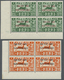 **/ Ägäische Inseln: 1943, Nothilfe, 1,25+1,25 L Und 2,50+2,50 L, Zwei Postfrische Viererblocks, Einheitlich Aus D - Aegean