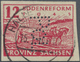 O Sowjetische Zone - Provinz Sachsen: 1945, 12 Pf Dunkelrosarot Mit "POL"-Lochung Sauber Und Zentrisch - Autres & Non Classés