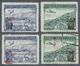 */O Albanien: 1950/1953. Lot Of Airmail Issues With Red (Mi #521/22) And Black (Mi #523/24) Overprints. Each Unuse - Albanie