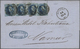 Br Belgien: 1861, Viermal 20 C Blau Mit Nr.-St. "4" Und Neben-K1 "ANVERS 25-4 61" Als Mehrfachfrankatur Auf Faltb - Autres & Non Classés
