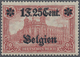 * Belgien: 1916 German Occupation Of Belgium: EXTREMELY RARE VARIETY DOUBLE SURCHARGE "1F.25CENT / BELGIEN" On 1 - Autres & Non Classés
