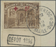 Brrst Belgien: 1919, Rotes Kreuz 5 Fr+5 Fr, Luxus-Unterrandstück Mit Druckstempel "DEPOT 1918" Auf Kleinem Briefstüc - Autres & Non Classés