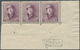 ** Belgien: 1919/1920, King Albert I With Helmet, 2 Fr. Lilac Mnh Strip Of Three From Lower Right Corner Margin W - Other & Unclassified