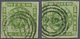 O Dänemark - Stempel: 1858, 5 S. Grün, 2 Marken Mit Hohen K3-Nummernstempeln "211" Und "212" Und Eine Marke Mit - Machines à Affranchir (EMA)