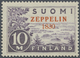 ** Finnland: 1930, Fahrt Von Luftschiff "Graf Zeppelin", Landschft 10 M Mit Rotem FEHLERHAFTEN Aufdruck "ZEPPELIN - Lettres & Documents