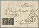 Br Frankreich: 1849, 20c. Black, Horiz. Pair Of Fresh Colour And Full Margins On Lettersheet From Lille To Nancy, - Oblitérés