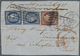 Br/Brrst Frankreich: 1851, 25 C Blau - Sogenanntes Téte-béche-Paar - In Mischfrankatur Mit 1 Fr Auf Briefvorderseite Vo - Used Stamps