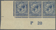 **/* Großbritannien: 1920, 2½d. ROYAL BLUE, Marginal Strip Of Three From The Lower Left Corner Of The Sheet With Co - Sonstige & Ohne Zuordnung