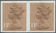 ** Großbritannien - Machin: 1984, 13p. Pale Chestnut, One Centre Band, Imperforated Horiz. Pair, Unmounted Mint. - Série 'Machin'