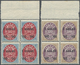 ** Island: 1904, Berne Printings, 3a. To 100a., Complete Set Of Ten Values, Top Marginal Bocks Of Four, Bright Co - Autres & Non Classés