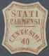 (*) Italien - Altitalienische Staaten: Parma: 1859, 40c Brown-red, Unused No Gum, Cut To Shape And Thinned On Reve - Parme