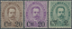 * Italien: 1890/91, King Umberto I. 20 C. On 30 C. Brown And 20 C. On 50 C. Violet And 2 C. On 5 C. Green, Unuse - Marcophilia