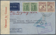 Br Australien: Air Mail Envelope Addressed To Indiana Bearing SG 134, 2s Maroon (pair) And SG 170, 4d Green (pair) Tied  - Other & Unclassified