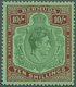 ** Bermuda-Inseln: 1938-53, 10 Sh. Green And Deep Lake Mint Never Hinged, Cert. BPA, SG Cat. GBP 450,- - Bermuda