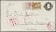 GA Brasilien - Ganzsachen: 1884. Registered Brazil Postal Stationery Envelope 200r Black Upgraded With 'Dom Pedro' Yvert - Postal Stationery