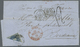 Br Chile: 1856, 10 C. Blue, Diagonally Bisected, Tied By Target Cancel To Folded Letter With Adjacent Red Cds. "SANTIAGO - Chile