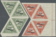 **/ Lettland: 1933, 10,15 And 25 S From The "LATVIA-AFRIKA 1933" Issue In Mnh Blocks Of Four Giving Rare "tete Bec - Latvia