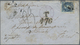 Br Chile: 1876. Envelope (faults) Addressed To France Bearing Chile Yvert 14. 10c Blue Tied By Cork Cancel With Adjacent - Chile