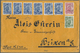 Br Liechtenstein: 1912, 5, 10 H. Fürst U. 6x 25 H. Gestr. Papier Auf Größerem Wert-Brief (Randknitter U. Mittig 2 - Lettres & Documents