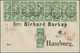 Br Falklandinseln: 1896, ½d. Green, Block Of 18 And Vertical Pair On Registered Letter To Richard Buckup/Hamburg, Clearl - Falkland Islands