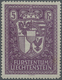 * Liechtenstein: 1935, Landeswappen 5 Fr Schwarzrotviolett, Perfekt Zentriertes Postfrisches Stück, Kaum Wahrneh - Covers & Documents