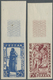 **/(*) Fezzan: 1951, Charity Issue, Both Values, Top Marginal IMPERFORATE Copies Unmounted Mint; And As Epreuve De Luxe. - Covers & Documents