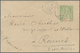 GA Gabun: 1905. Postal Stationery Envelope 5c Yellow Green Cancelled By Libreville Gabon Date Stamp Addressed To France  - Gabon