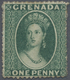 (*) Grenada: 1861-62 No Watermark, 1d. BLUISH GREEN, Unused Without Gum. A Fine Example Of This Very Rare Stamp. A Revie - Grenada (...-1974)