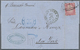 Br Guatemala: 1872, 20c. Rose On Folded Envelope With Content Tied By Oval "1" From Guatemala With Blue Cds. Alongside,  - Guatemala