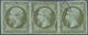 Br Monaco - Vorläufer: 1853, "Monaco" 2x K2 A. Frankreich 5 C. Napoleon Geschnitten Im Waag. 3er-Str., Sehr Selt. - ...-1885 Préphilatélie