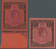 ** Leeward-Inseln: 1938-45 KGVI. £1, Two Stamps In Different Colour Shades, Perforated 14, One With Sheet Margin At Foot - Leeward  Islands