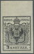 * Österreich: 1850/54: 3 Kreuzer Schwarz, Type I B, Probedruck In Endgültiger Zeichnung. Laut Dr. Ferchenbauer: - Neufs