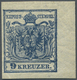 ** Österreich: 1850/54: 9 Kreuzer Tiefdunkelblau, Handpapier Type III B, Postfrisch, Rechts 6,5 Mm Randstück, Mit - Unused Stamps