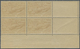 ** Marokko: 1947/1951, Airmails, Group Of Eleven Blocks Of Four From The Lower Right Corner Of The Sheet, With Different - Marokko (1956-...)
