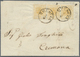 Br Österreich - Lombardei Und Venetien: 1850: 5 Centes, Orangegelb, Dreierstreifen, Links Geschnitten, Drei Seite - Lombardo-Veneto