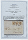 Br Österreich - Lombardei Und Venetien: 1850: 5 Centes, Orangegelb, Dreierstreifen, Links Geschnitten, Drei Seite - Lombardy-Venetia