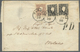 Br Österreich - Lombardei Und Venetien: 1859 10 So. Lilabraun In Kombination Mit Zwei Einzelmarken 3 So. Schwarz, - Lombardy-Venetia