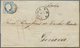 Br Portugal: 1857/1860, Two Items 25 R Rose And One 25 R Blue On Two Folded Letters From LISBOA Via BADAJOZ/Spain - Covers & Documents