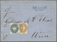 Br Rumänien: 1864, Austrian Levant, 10so. Blue And 15so. Brown (round Corner At Top Right) On Lettersheet From "B - Covers & Documents