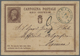 GA San Marino - Ganzsachen: 1879: Italian Postal Stationery 10 Centesimi Brown Used In SAN MARINO With Blue Doubl - Postal Stationery